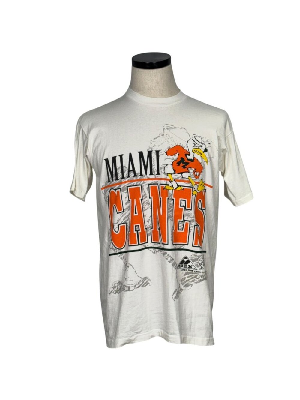 Vintage 90s Apex One Miami Hurricanes Single Stitch Graphic T-Shirt M Made In US